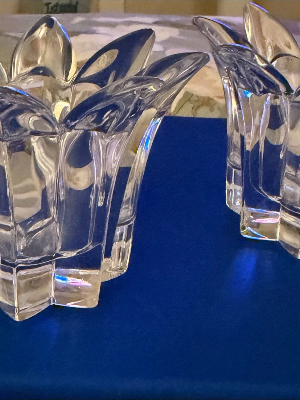 Vintage Royal Gallery Lead Crystal Lotus/Tulip Votive Candle Holders - Set of 2
